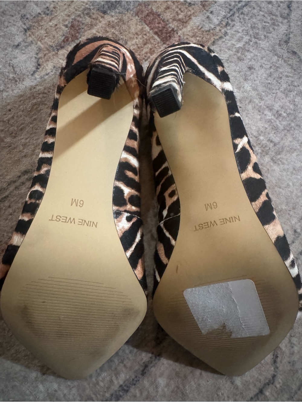 Nine West Leopard Print Pointed Toe Pumps - Black, Brown & Cream - Picture 4 of 5
